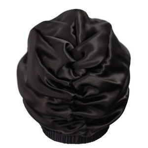 Jedwabny turban do spania dwustronny Grafitowy Czarny Queen Sleep 1