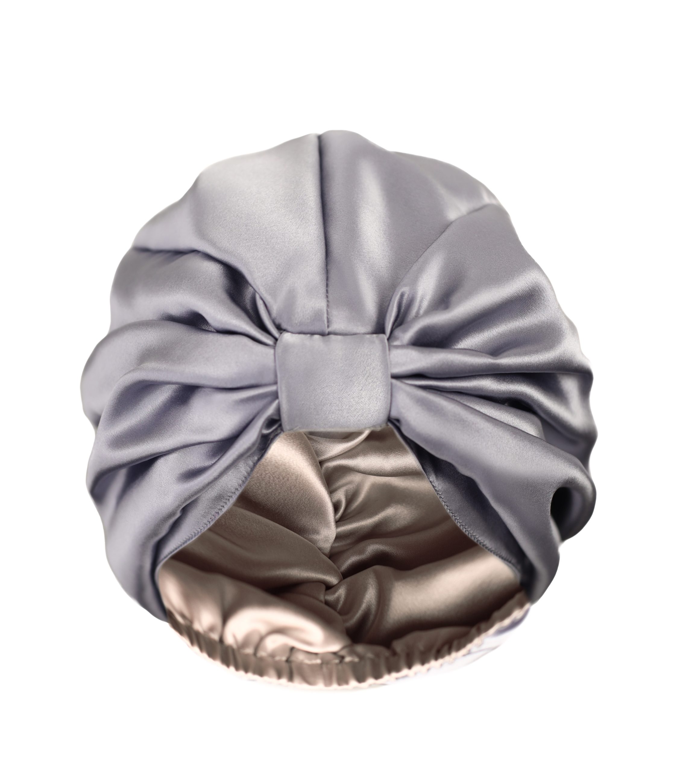Jedwabny turban do spania dwustronny Szary Kremowy Queen Sleep