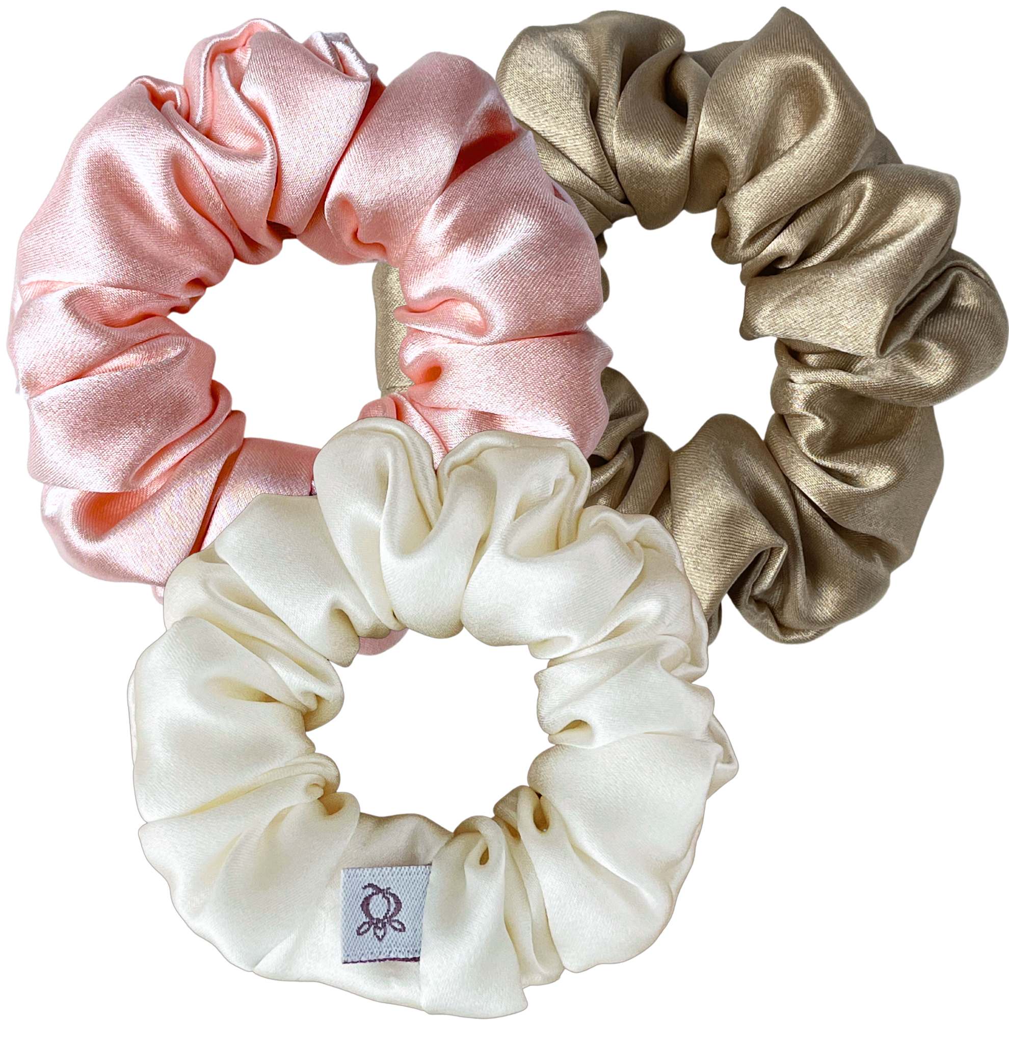 Zestaw 3 jedwabne gumki do włosów - Jasny