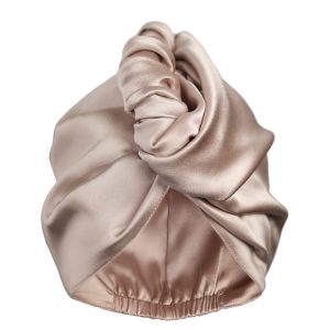 Jedwabny ręcznik turban do włosów - Champagne