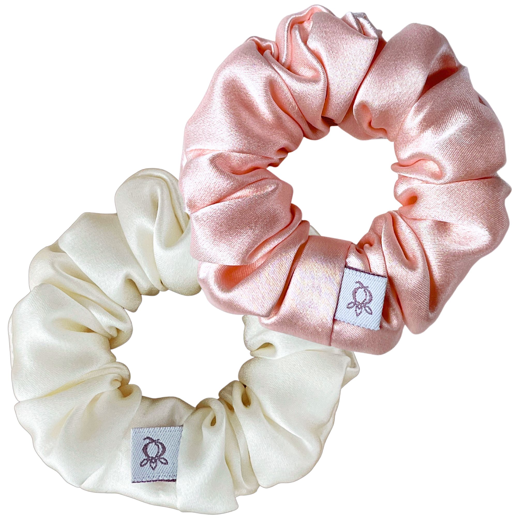 Zestaw 2 jedwabne gumki do włosów - Jasnoróżowa i Biała