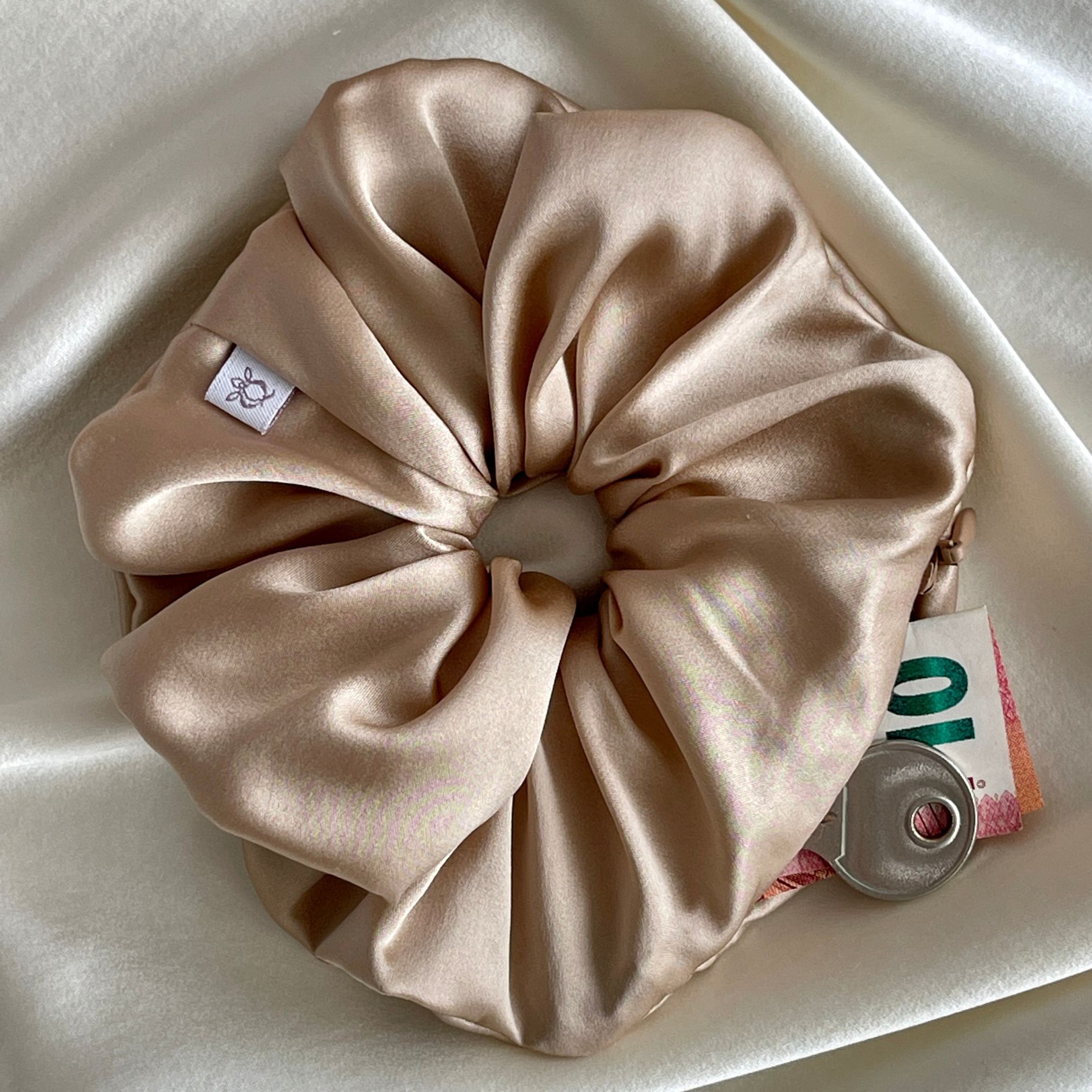 Jedwabna Gumka Do Włosów z Kieszenią Rozmiar L