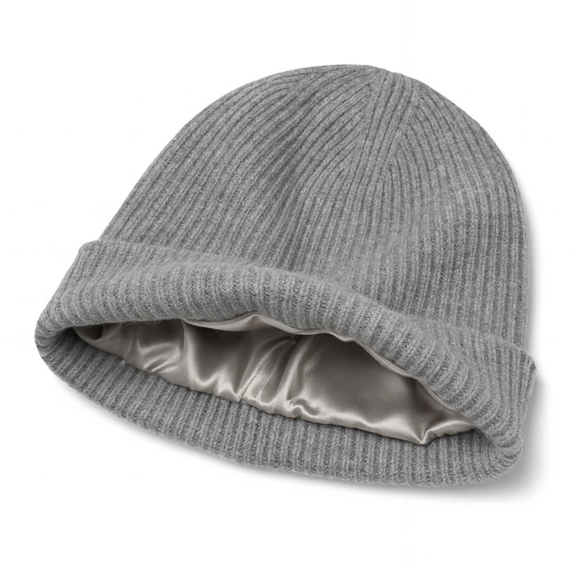 Czapka z Wełny Merynosa i Kaszmiru z Jedwabną Podszewką - Szara
